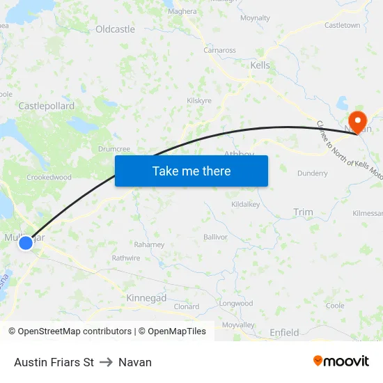 Austin Friars St to Navan map