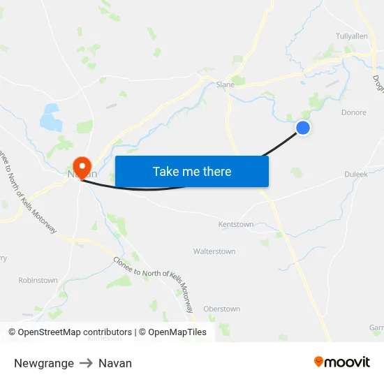 Newgrange to Navan map