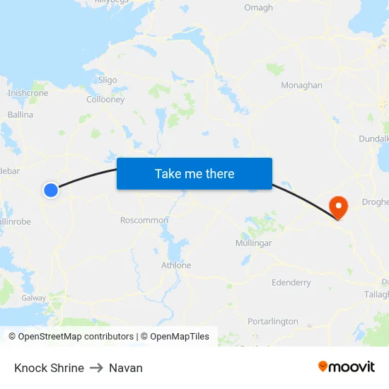Knock Shrine to Navan map