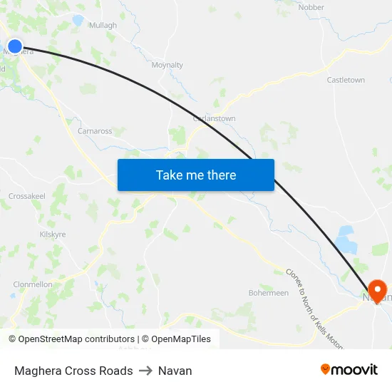 Maghera Cross Roads to Navan map