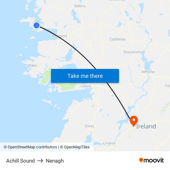 Achill Sound to Nenagh map