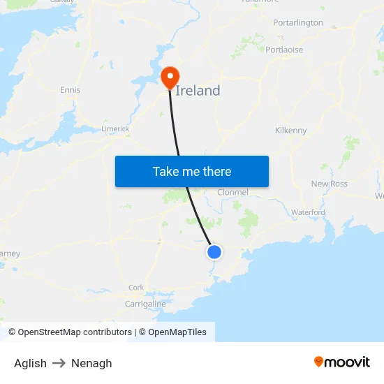 Aglish to Nenagh map