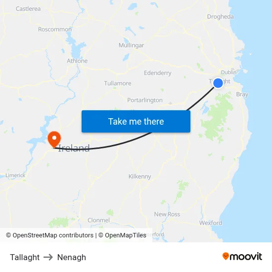Tallaght to Nenagh map