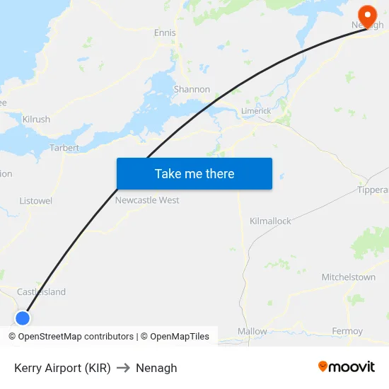 Kerry Airport (KIR) to Nenagh map
