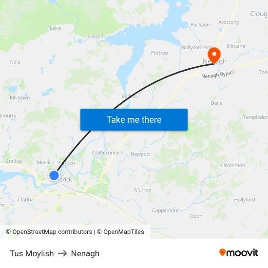 Tus Moylish to Nenagh map