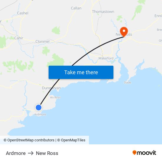 Ardmore to New Ross map