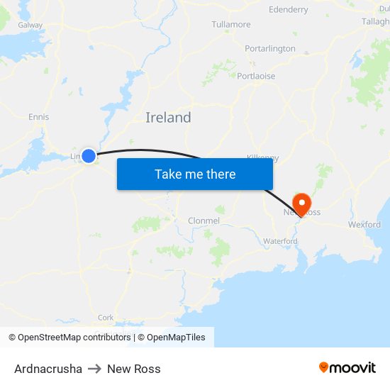 Ardnacrusha to New Ross map