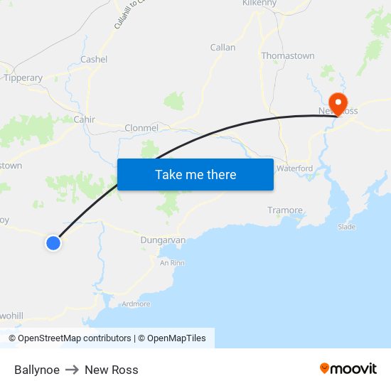 Ballynoe to New Ross map