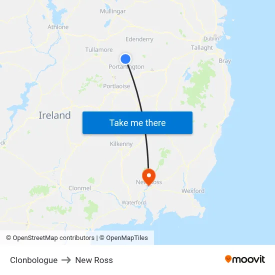 Clonbologue to New Ross map