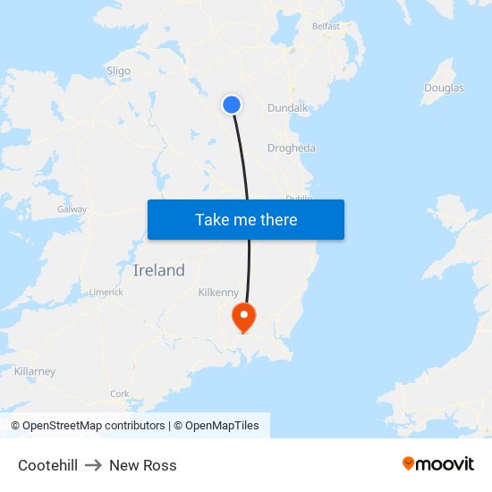 Cootehill to New Ross map