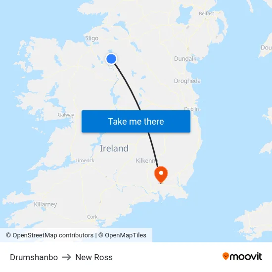 Drumshanbo to New Ross map