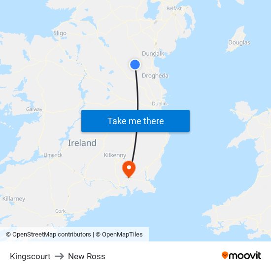 Kingscourt to New Ross map