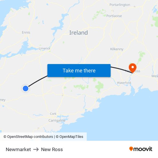 Newmarket to New Ross map