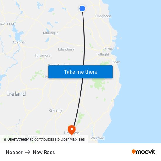 Nobber to New Ross map