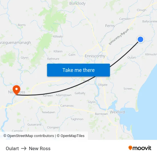 Oulart to New Ross map