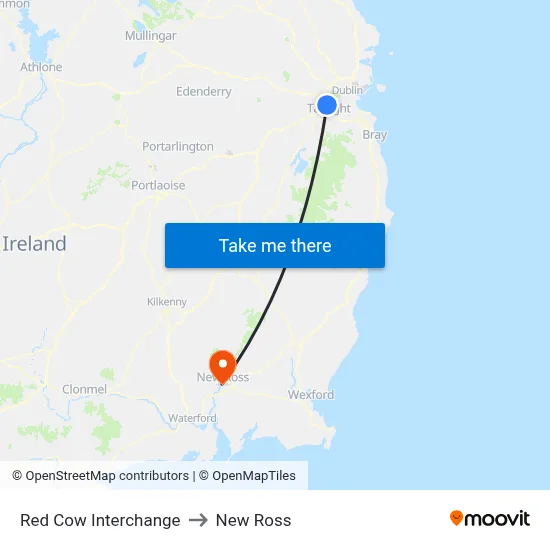 Red Cow Interchange to New Ross map