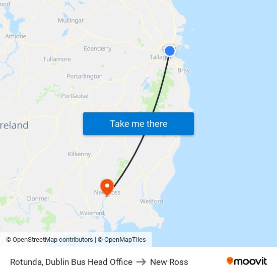 Rotunda, Dublin Bus Head Office to New Ross map