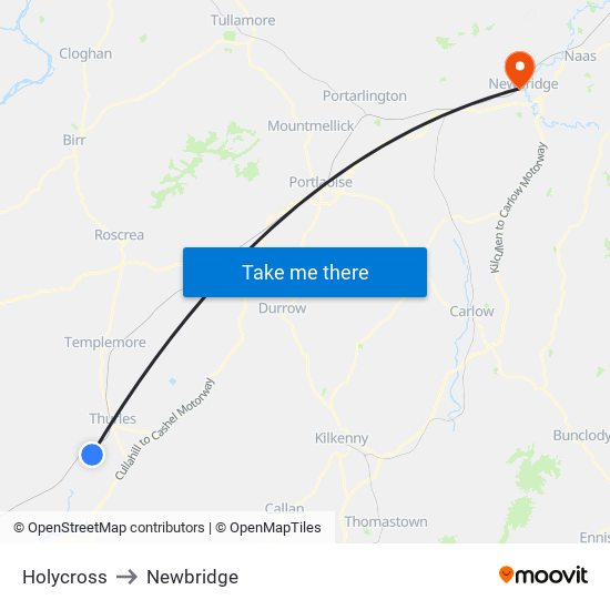 Holycross to Newbridge map