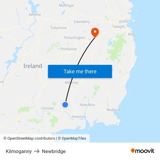 Kilmoganny to Newbridge map