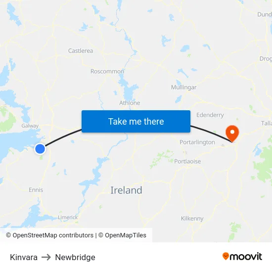 Kinvara to Newbridge map
