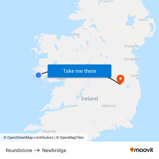 Roundstone to Newbridge map