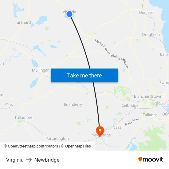 Virginia to Newbridge map