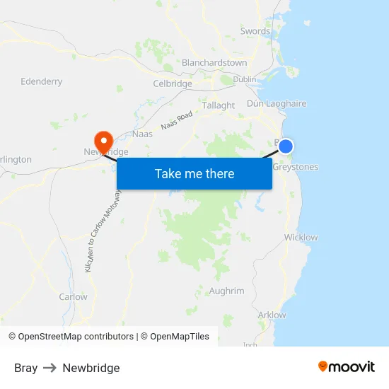 Bray to Newbridge map