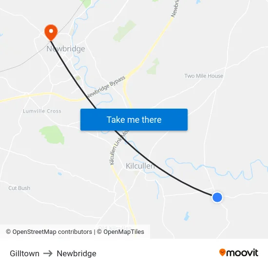 Gilltown to Newbridge map