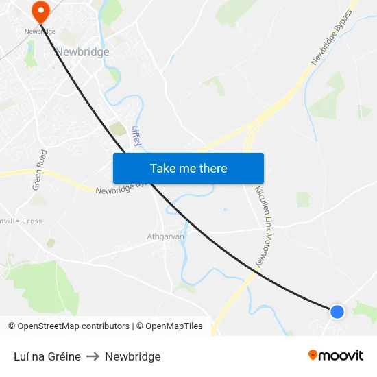 Luí na Gréine to Newbridge map