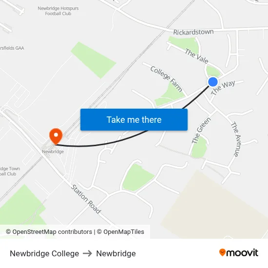 Newbridge College to Newbridge map