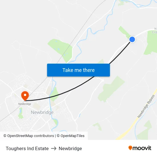 Toughers Ind Estate to Newbridge map