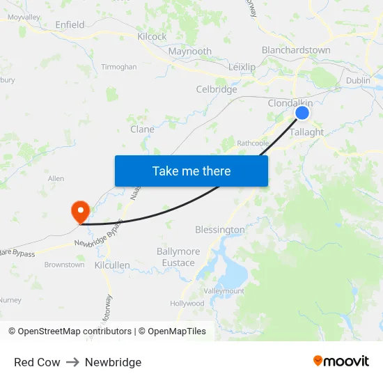 Red Cow to Newbridge map