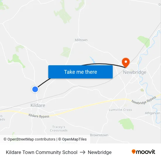 Kildare Town Community School to Newbridge map