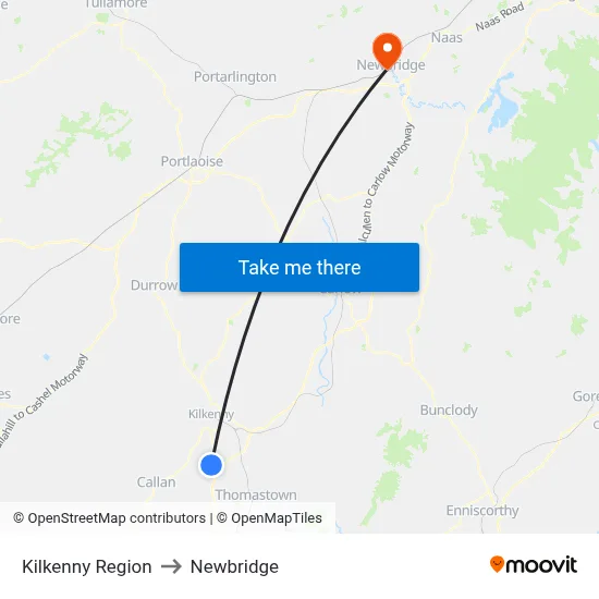 Kilkenny Region to Newbridge map