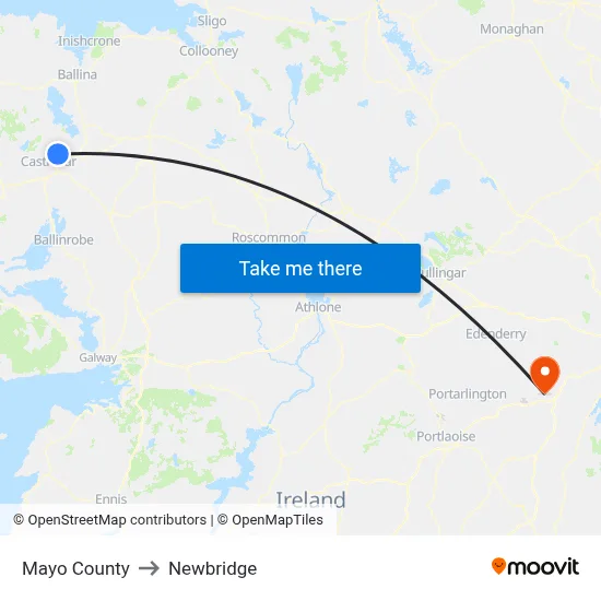 Mayo County to Newbridge map