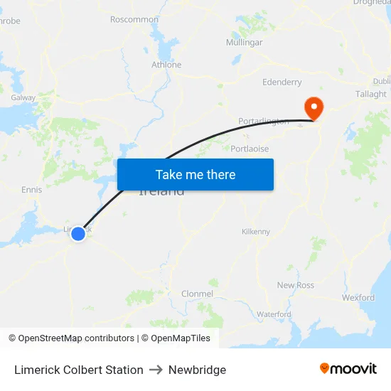Limerick Colbert Station to Newbridge map