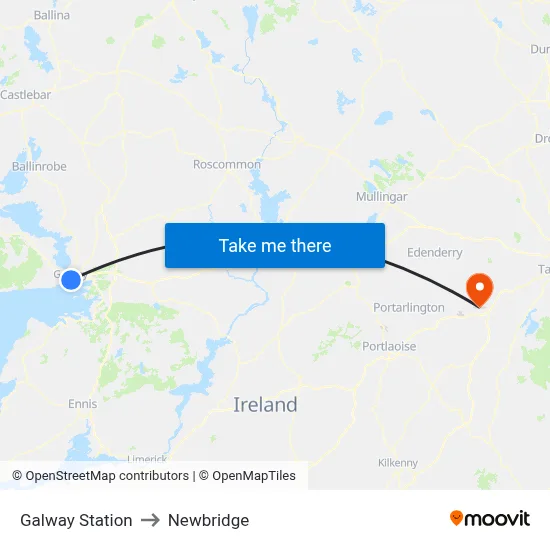 Galway Station to Newbridge map