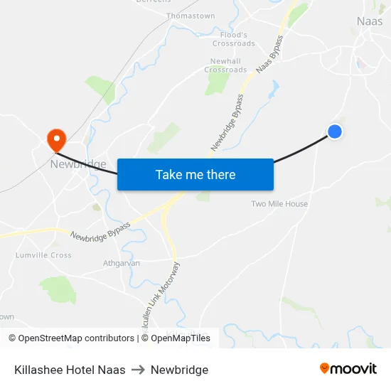 Killashee Hotel Naas to Newbridge map