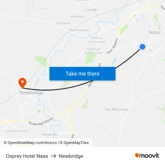 Osprey Hotel Naas to Newbridge map