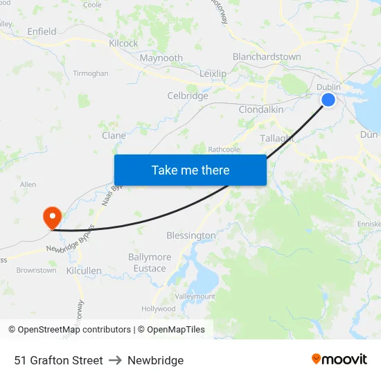 51 Grafton Street to Newbridge map