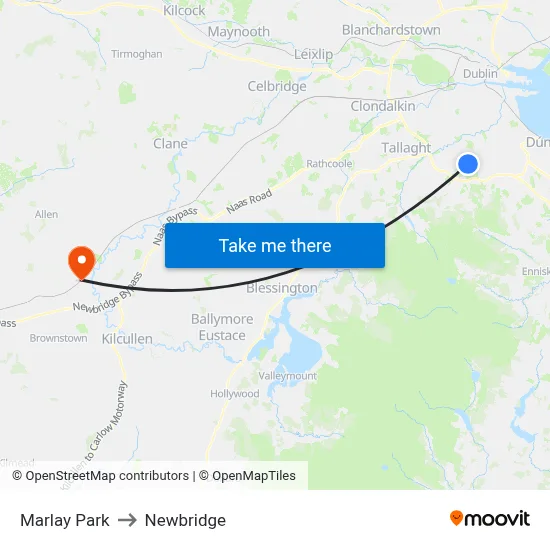 Marlay Park to Newbridge map