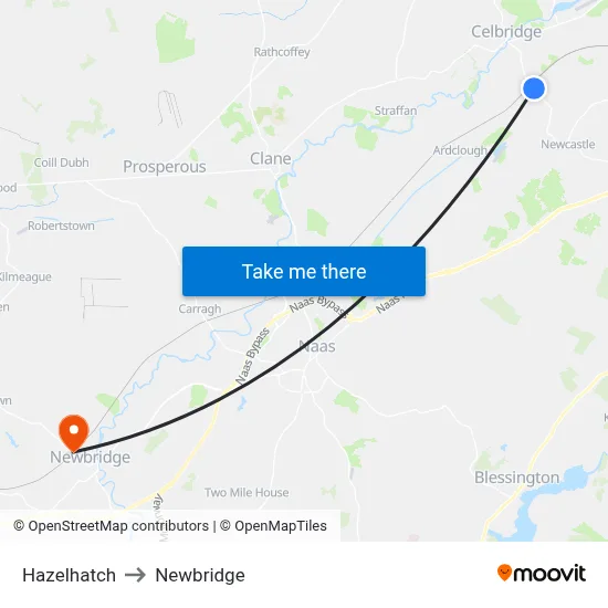 Hazelhatch to Newbridge map