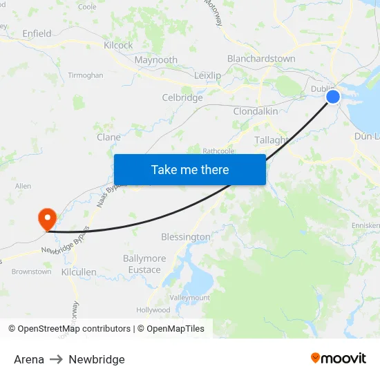 Arena to Newbridge map
