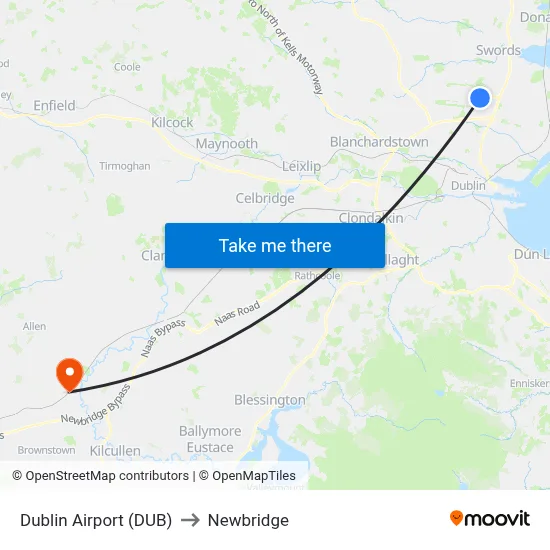Dublin Airport (DUB) to Newbridge map