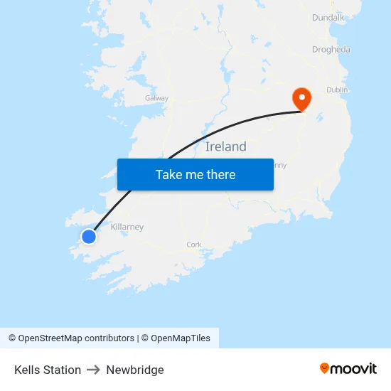 Kells Station to Newbridge map