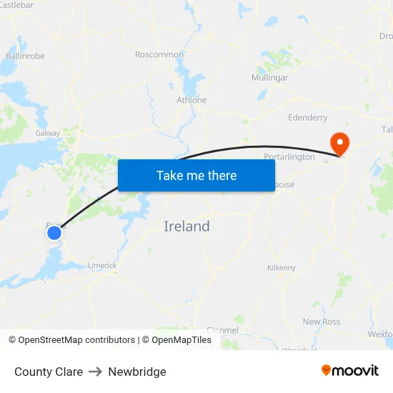 County Clare to Newbridge map