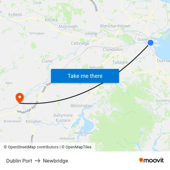 Dublin Port to Newbridge map
