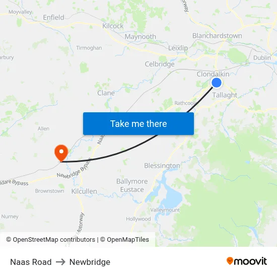 Naas Road to Newbridge map