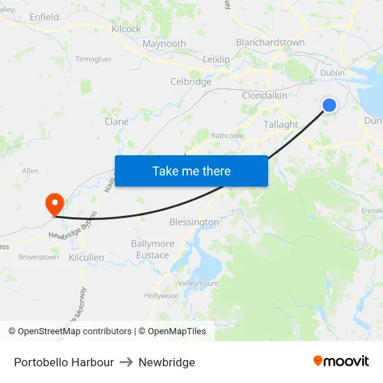 Portobello Harbour to Newbridge map