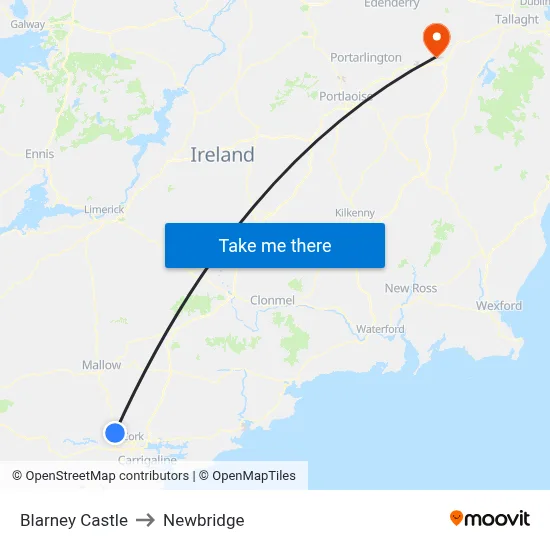 Blarney Castle to Newbridge map